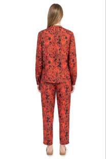 EASY GRANDAD SHIRT Abstract Hawaiian Red