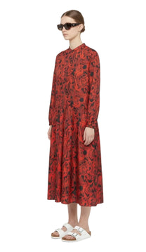 EASY GRANDAD DRESS Abstract Hawaiian Red - BANANATIME