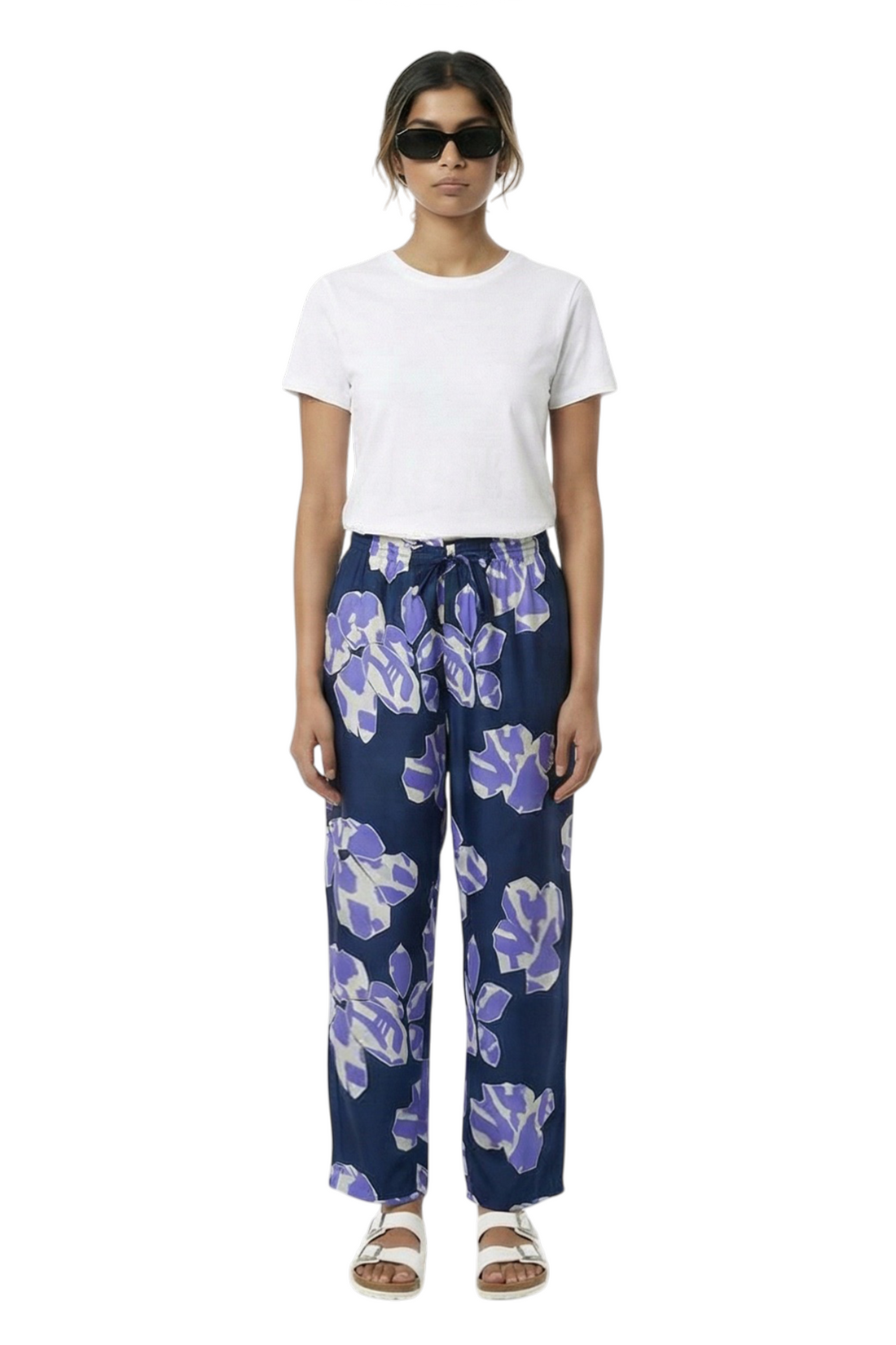 EASY PANT Paper Cuts Navy Lilac - BANANATIME