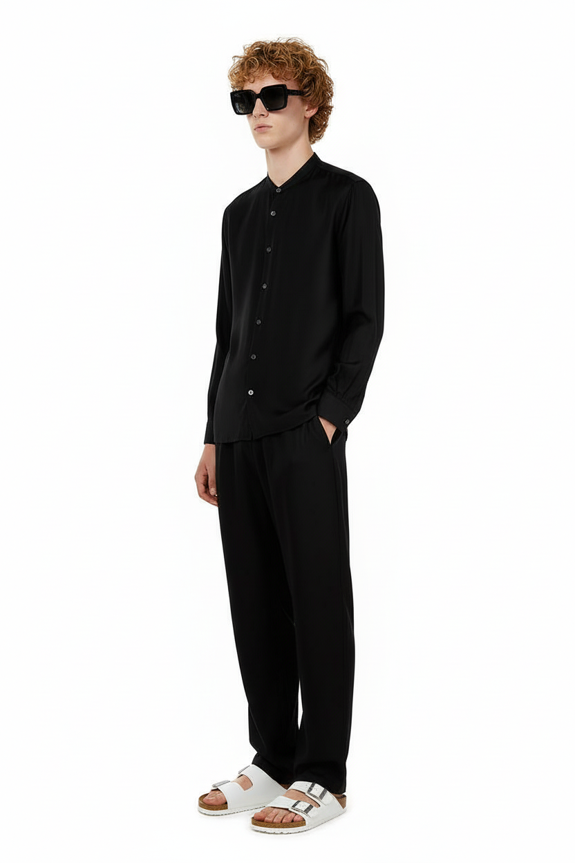 SLIM GRANDAD 2 SHIRT Black - BANANATIME