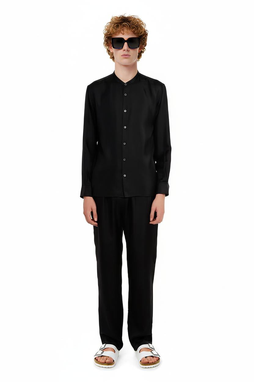 SLIM GRANDAD 2 SHIRT Black - BANANATIME
