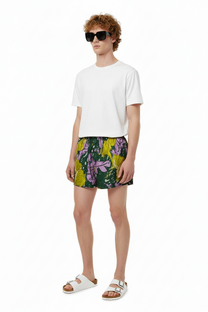 BOXER SHORT AUTUMN LEAVES GREEN PINK - BANANATIME