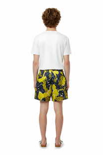 BOXER SHORT AUTUMN LEAVES NAVY YELLOW - BANANATIME