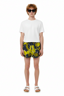 BOXER SHORT AUTUMN LEAVES NAVY YELLOW - BANANATIME