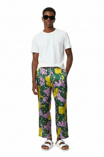 EASY PANT AUTUMN LEAVES GREEN PINK - BANANATIME