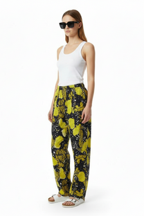 EASY PANT AUTUMN LEAVES NAVY YELLOW - BANANATIME