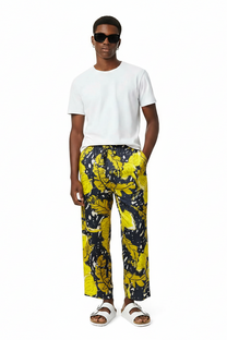 EASY PANT AUTUMN LEAVES NAVY YELLOW - BANANATIME