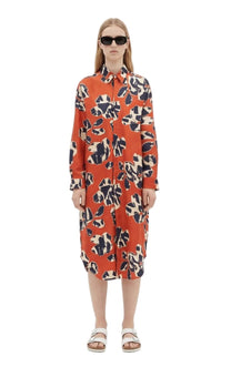 OVERSIZED 3 SHIRT DRESS Paper Cuts Red