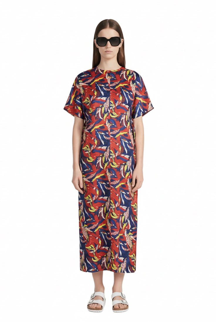 PULLOVER DRESS Seaweed NavyRed