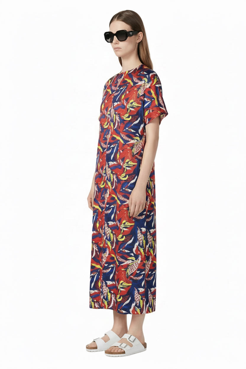 PULLOVER DRESS Seaweed NavyRed