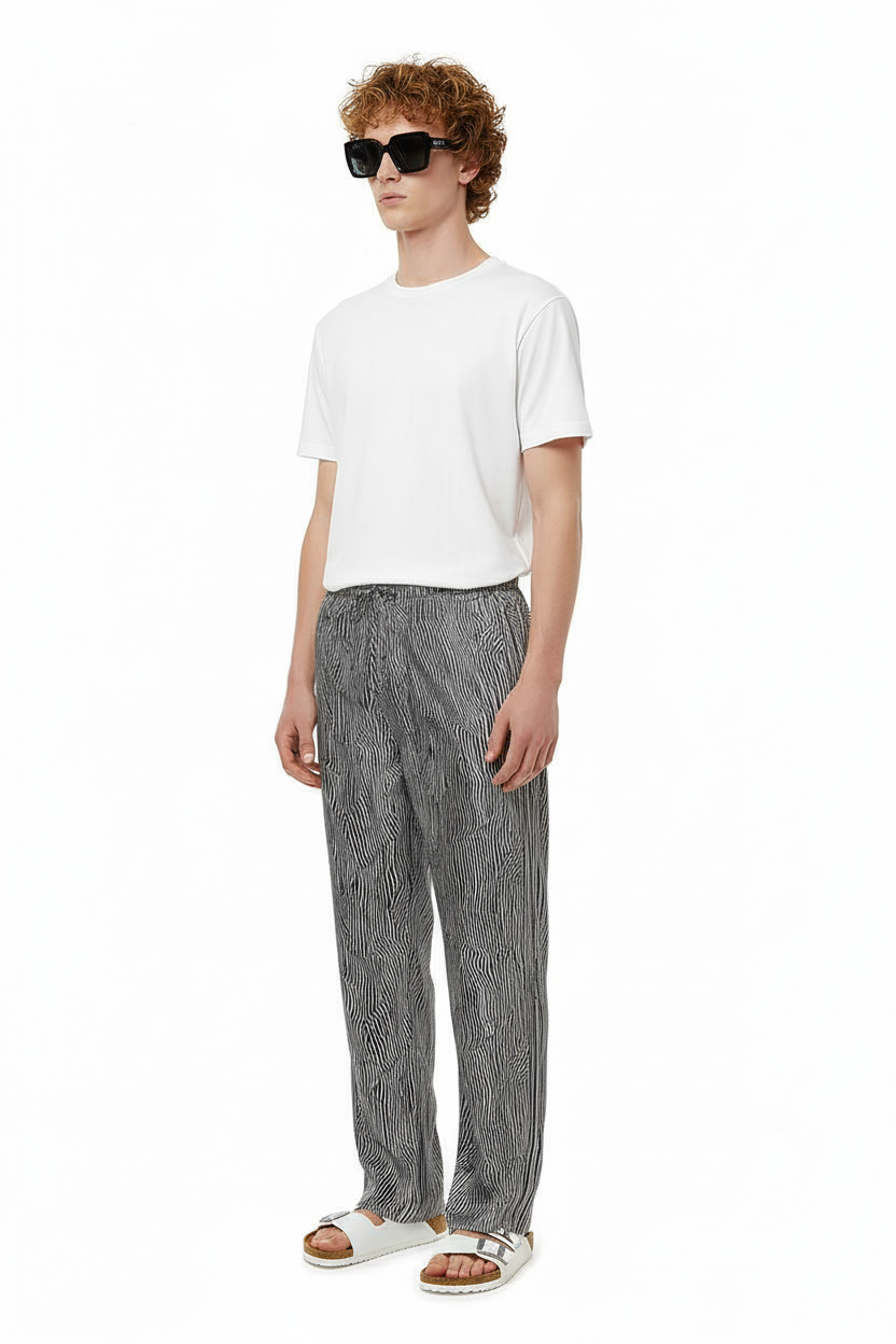 EASY PANT Bent Stripe Black - BANANATIME