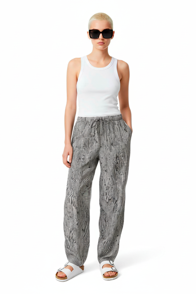 EASY PANT Bent Stripe Black - BANANATIME