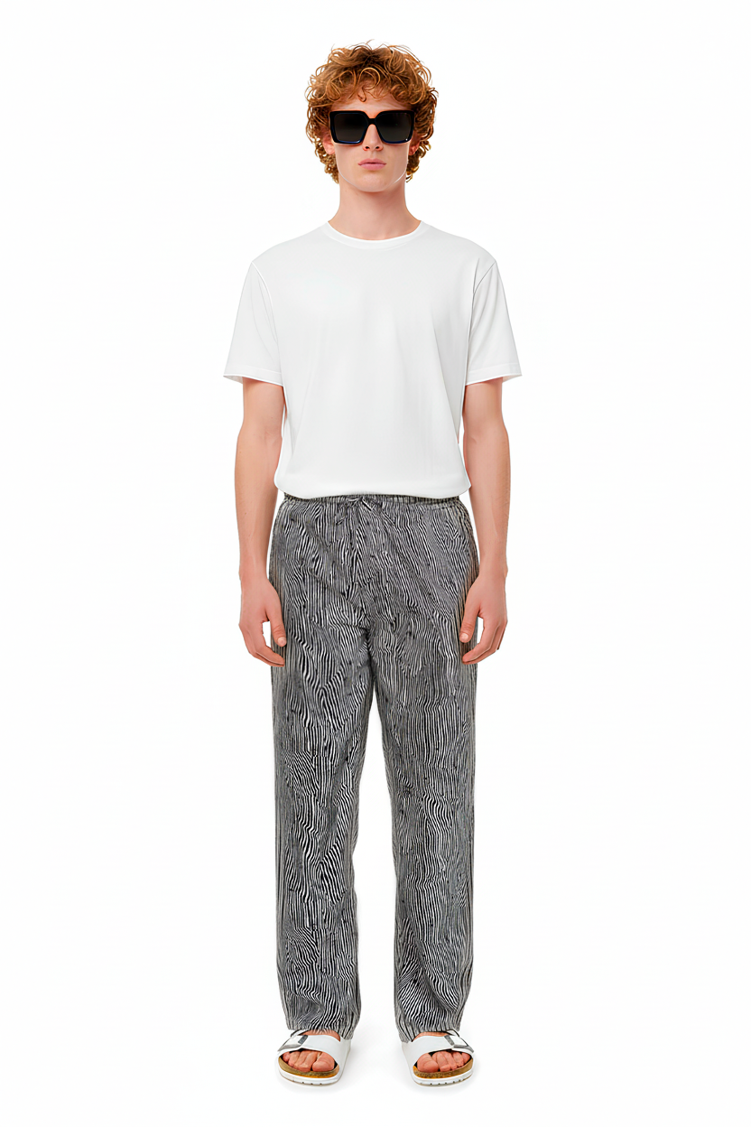 EASY PANT Bent Stripe Black - BANANATIME