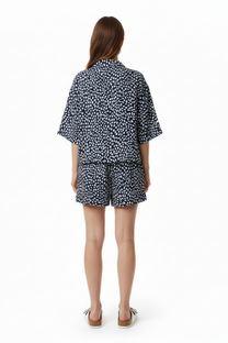 CROPPED HAWAIIAN SHIRT Cheetah Dots Navy - BANANATIME