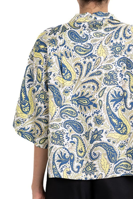 CROPPED HAWAIIAN SHIRT Jumbo Paisley Ecru – BANANATIME