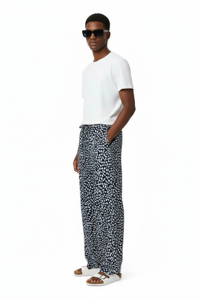 EASY PANT Cheetah Dots Navy - BANANATIME