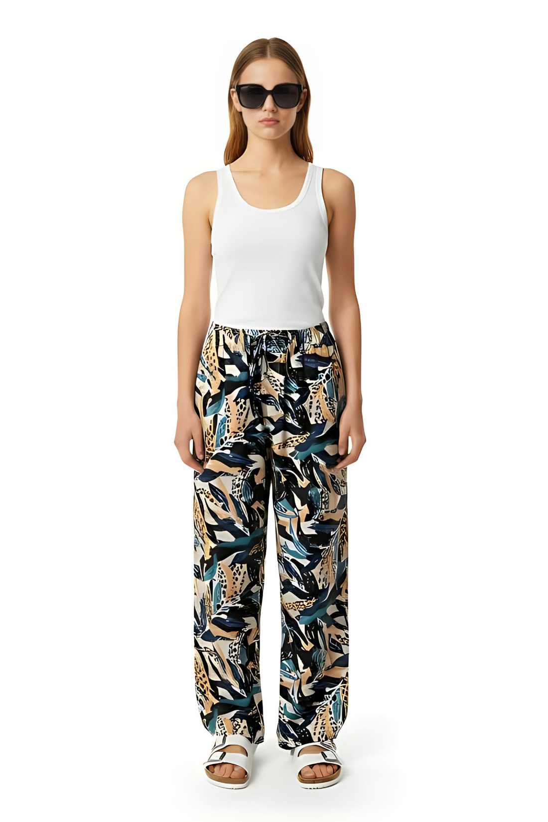 EASY PANT Seaweed Ecrublue - BANANATIME