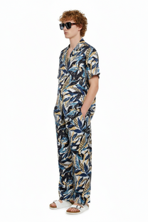 HAWAIIAN 2 SHIRT Seaweed Ecrublue - BANANATIME