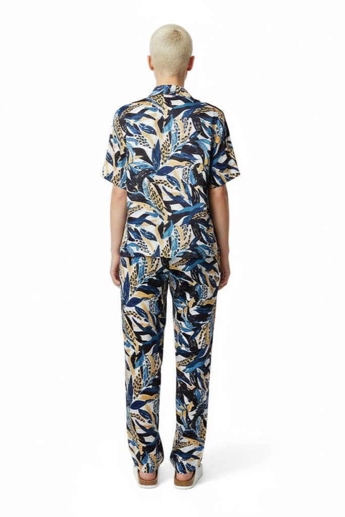 HAWAIIAN 2 SHIRT Seaweed Ecrublue - BANANATIME