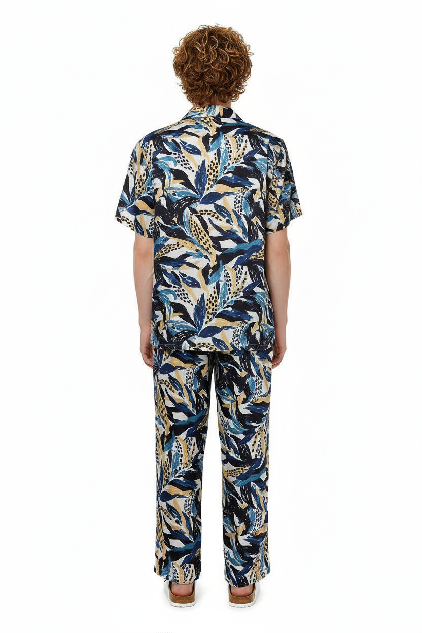 HAWAIIAN 2 SHIRT Seaweed Ecrublue - BANANATIME