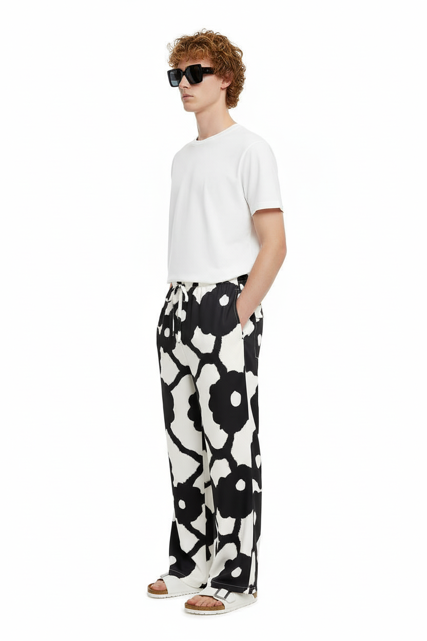 RELAX 2 PANT Bleeding Flowers Ecrublack - BANANATIME