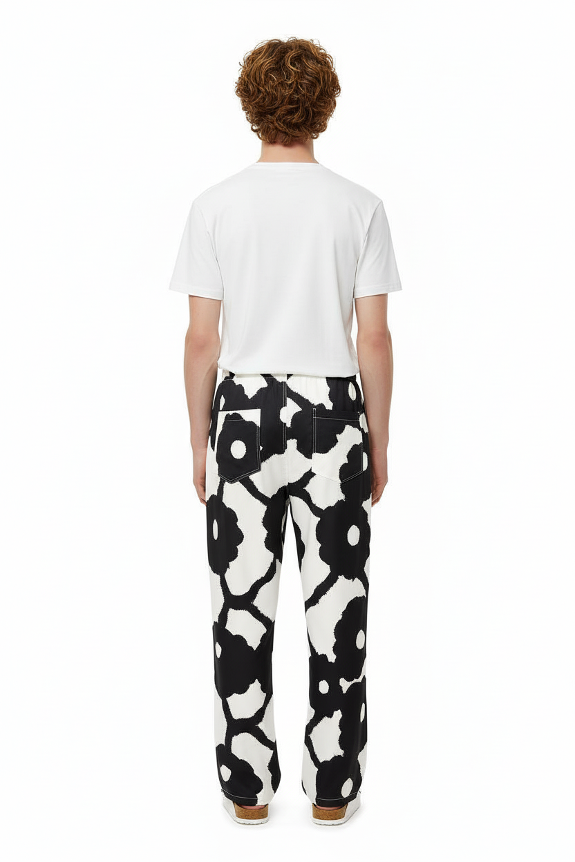 RELAX 2 PANT Bleeding Flowers Ecrublack - BANANATIME