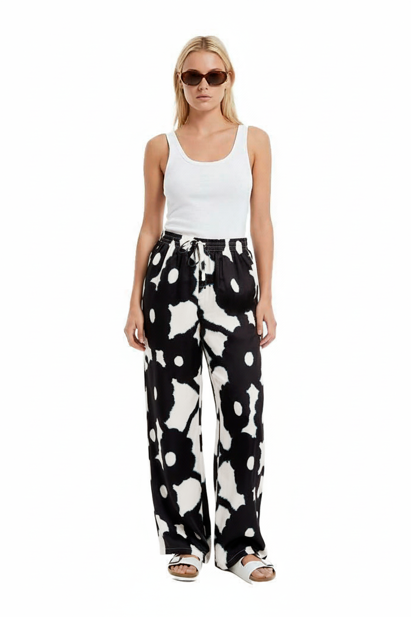RELAX 2 PANT Bleeding Flowers Ecrublack - BANANATIME