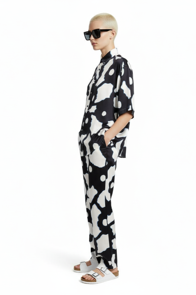 SURF SHIRT Bleeding Flowers Ecrublack - BANANATIME