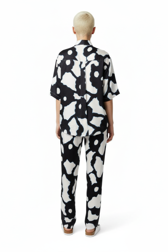 SURF SHIRT Bleeding Flowers Ecrublack - BANANATIME