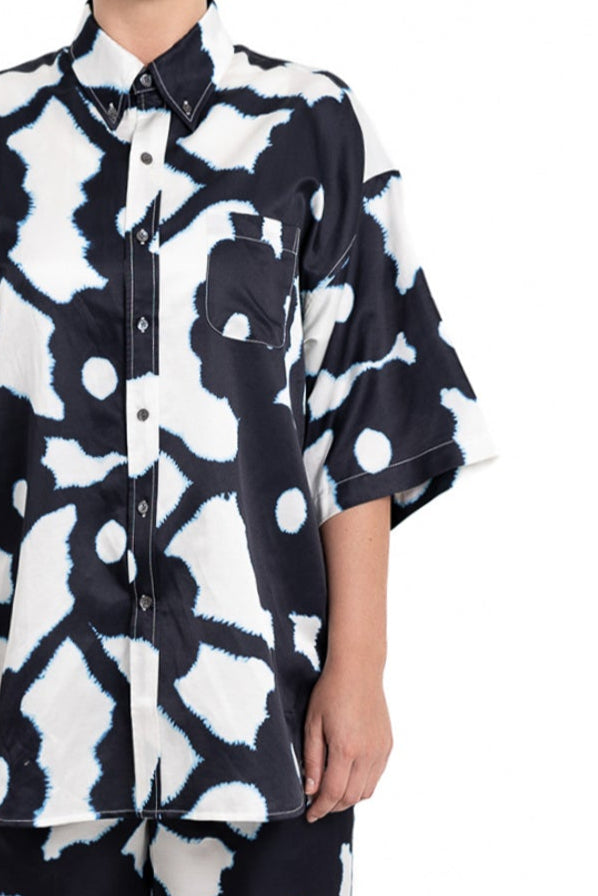 SURF SHIRT Bleeding Flowers Ecrublack - BANANATIME