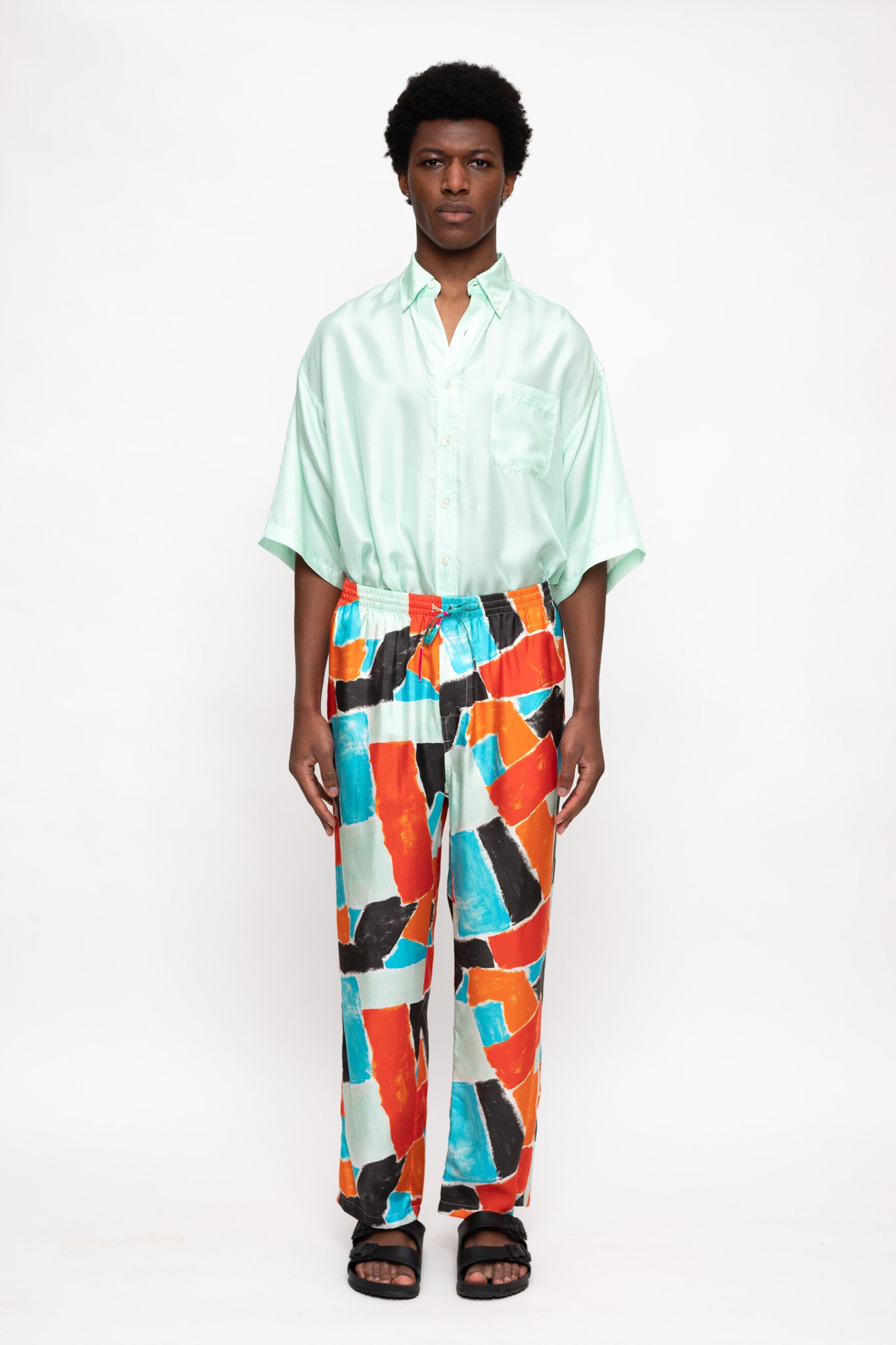 Banana Crepe Ice Blue Straight Fit Flap Pocket Trouser