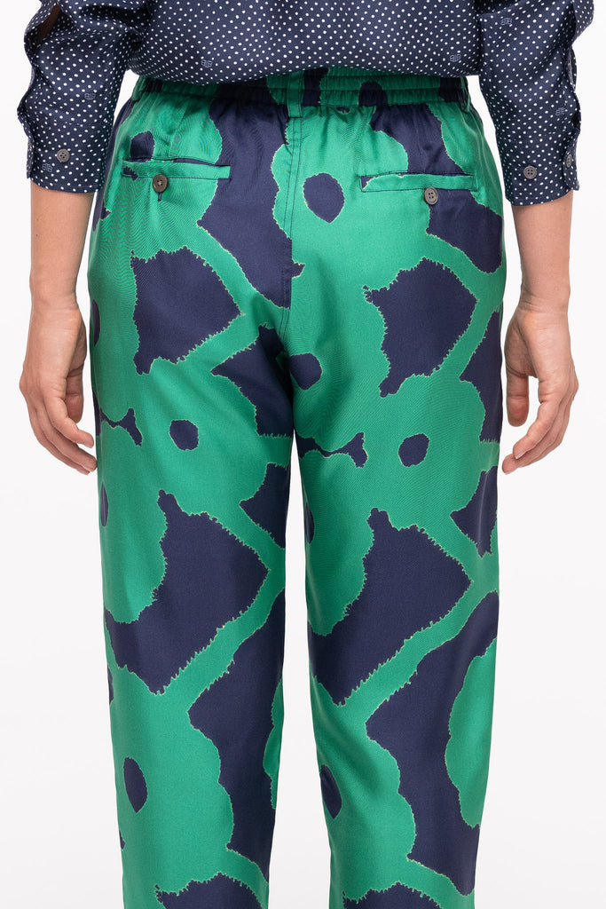 TAPERED 2 PANT Bleeding Flowers GreenBlue | BANANATIME